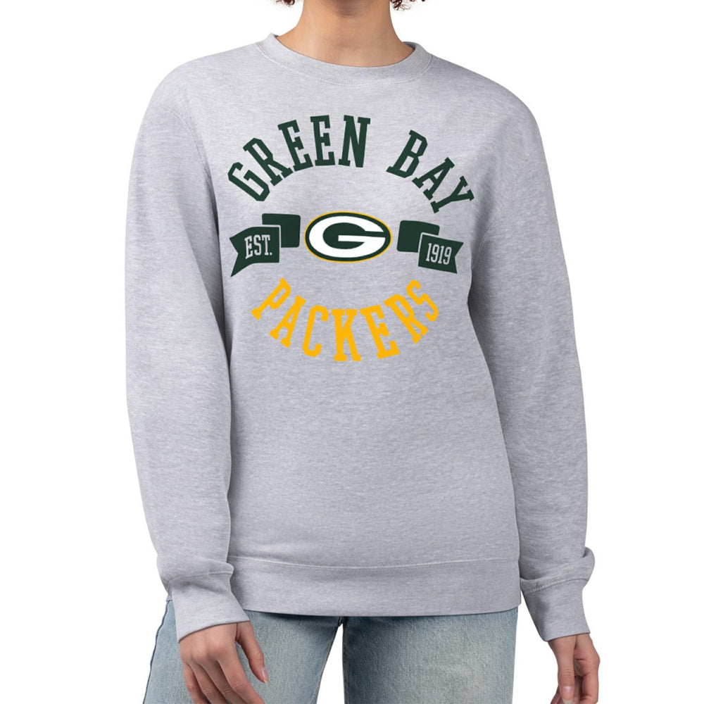 Green Bay Packers G-III 4Her by Carl Banks Women's Large Team Graphic Fleece Pullover Sweatshirt - Heather Gray - NFL
