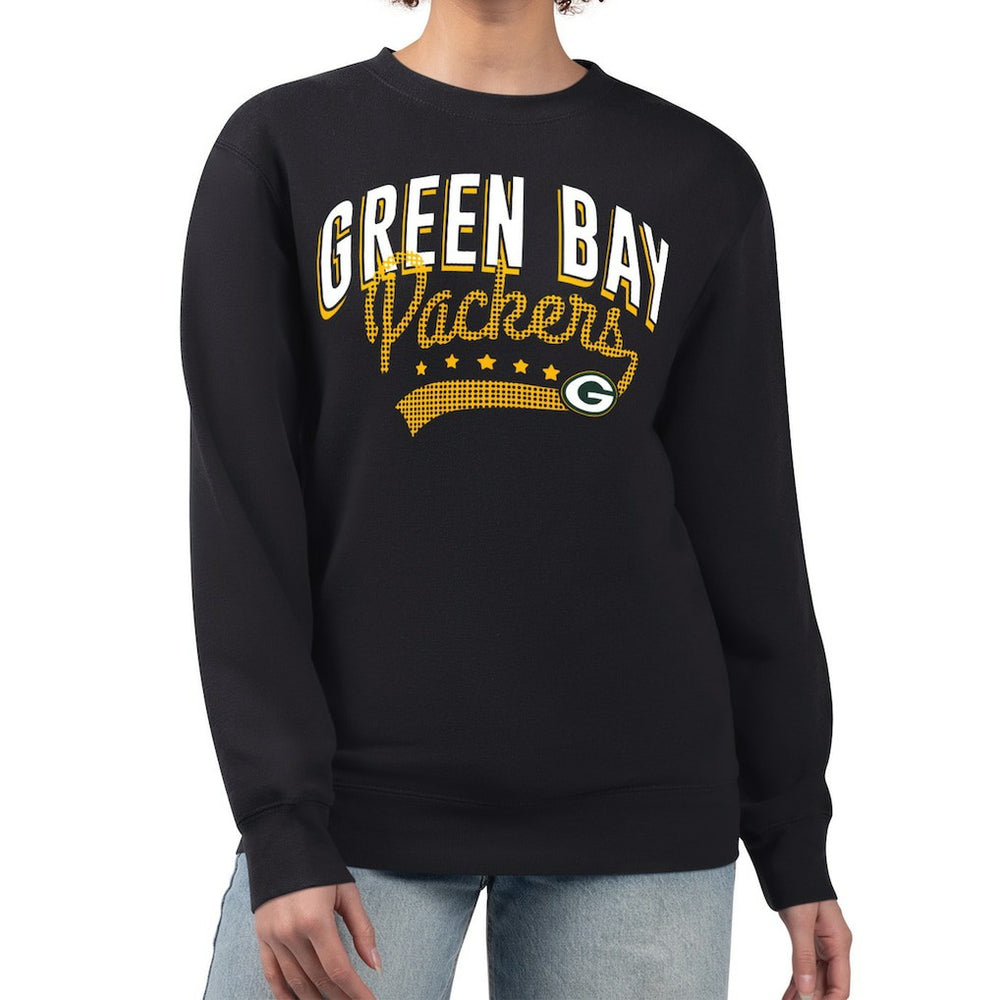 Green Bay Packers G-III 4Her by Carl Banks Women's Filigree Logo Graphic Fleece Pullover Sweatshirt - Black - NFL