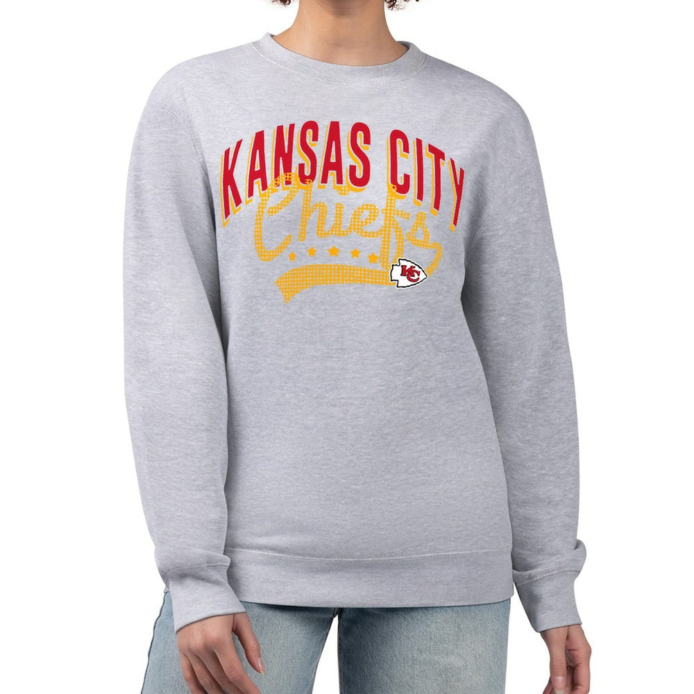 Kansas City Chiefs G-III 4Her by Carl Banks Women's Filigree Logo Graphic Fleece Pullover Sweatshirt - Heather Gray - NFL