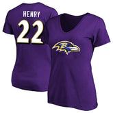 Derrick Henry Baltimore Ravens Women's Plus Size Fair Catch Name & Number Scoop Neck T-Shirt - Purple - NFL