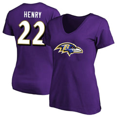 Derrick Henry Baltimore Ravens Women's Plus Size Fair Catch Name & Number Scoop Neck T-Shirt - Purple - NFL