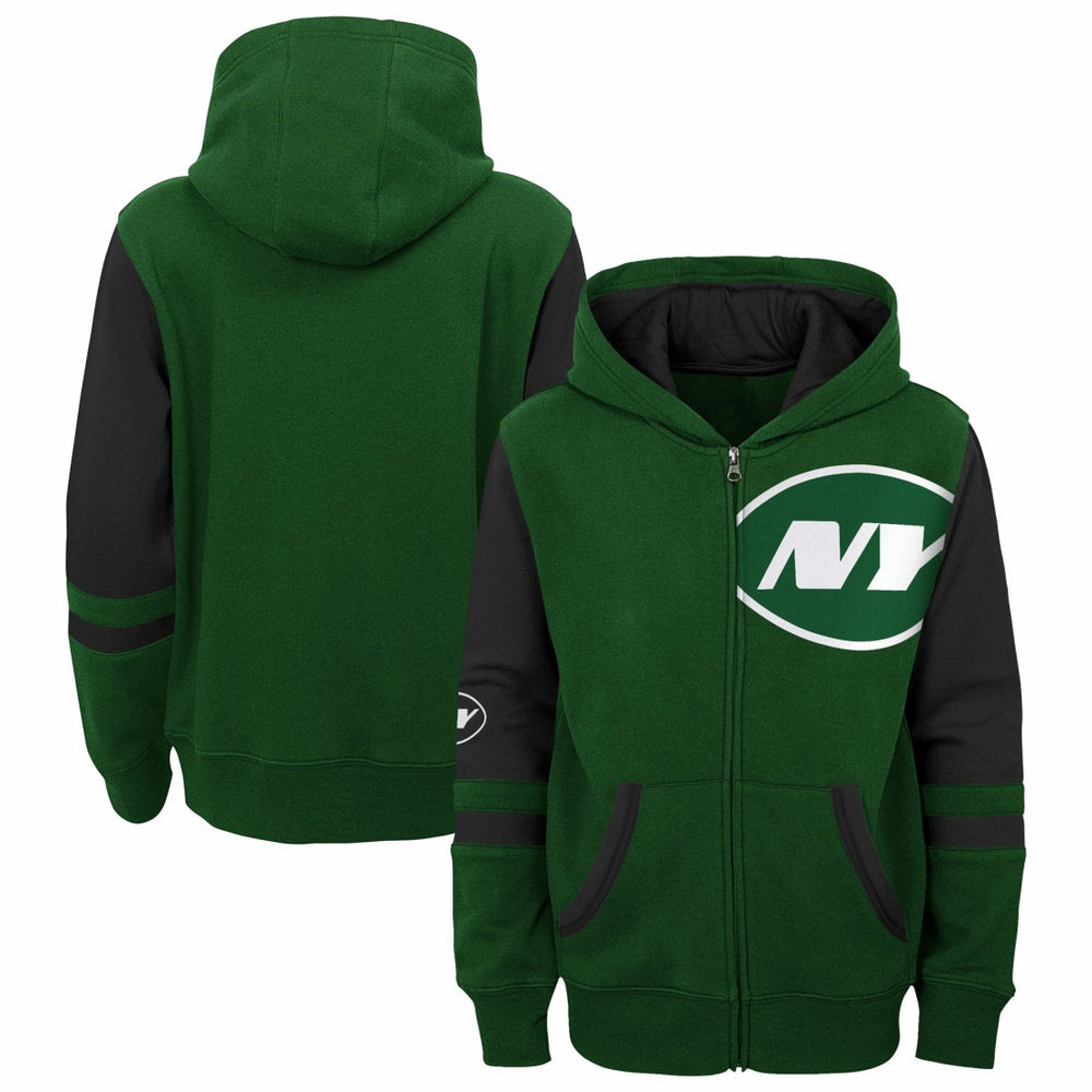 New York Jets Youth Stadium Color-Block Full-Zip Hoodie - Green - NFL