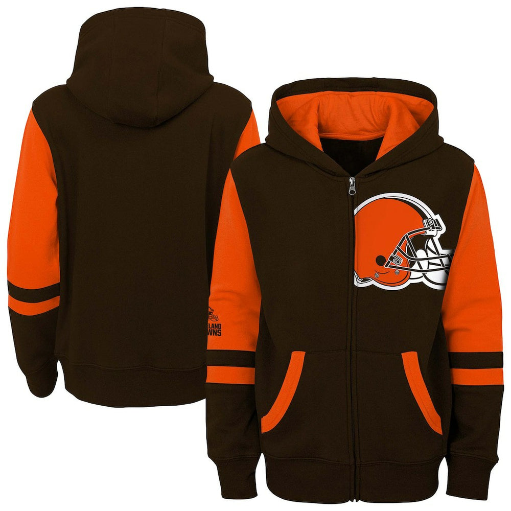 Cleveland Browns Preschool Stadium Color Block Full-Zip Hoodie - Brown - NFL