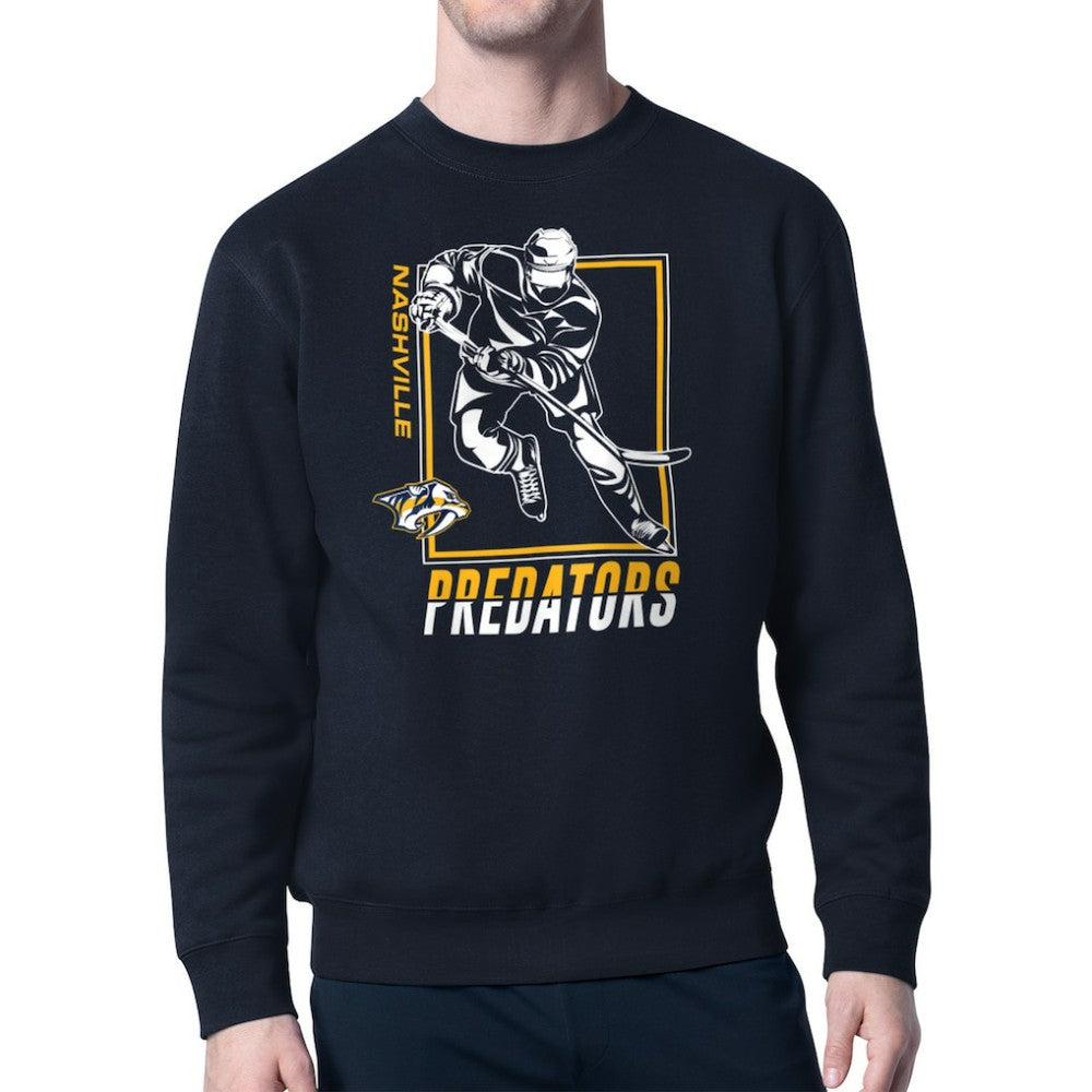 Nashville Predators Starter Player Grid Fleece Pullover Sweatshirt - Navy | NHL on sale