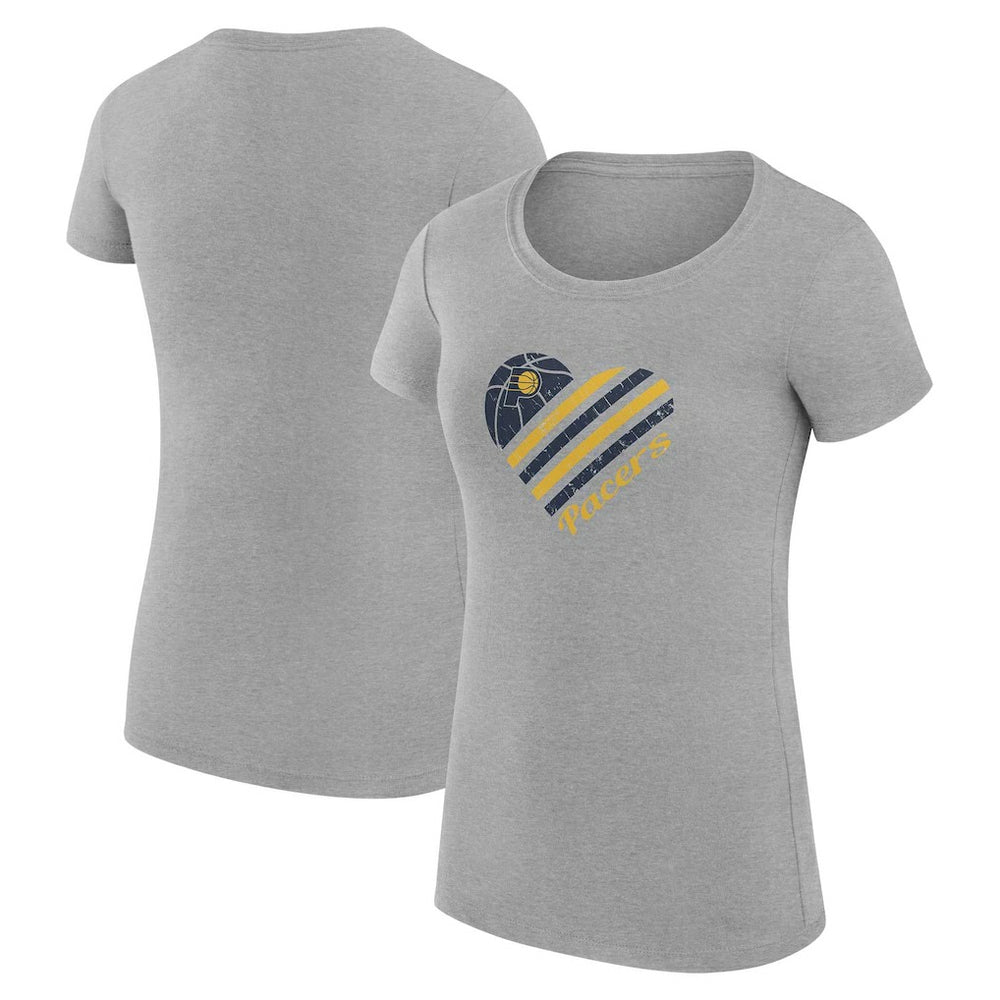 Indiana Pacers G-III 4Her by Carl Banks Women's Super-Slim Fit Lightweight Heart T-Shirt Heather Gray