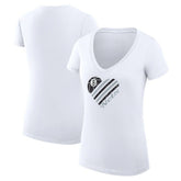 Brooklyn Nets G-III 4Her by Carl Banks Women's Super-Slim Fit Lightweight Heart V-Neck T-Shirt White