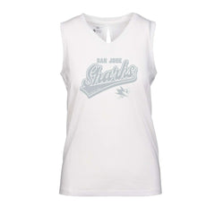 San Jose Sharks Levelwear Women's Paisley Sweep V-Neck Tank Top - White | NHL Lifestyle