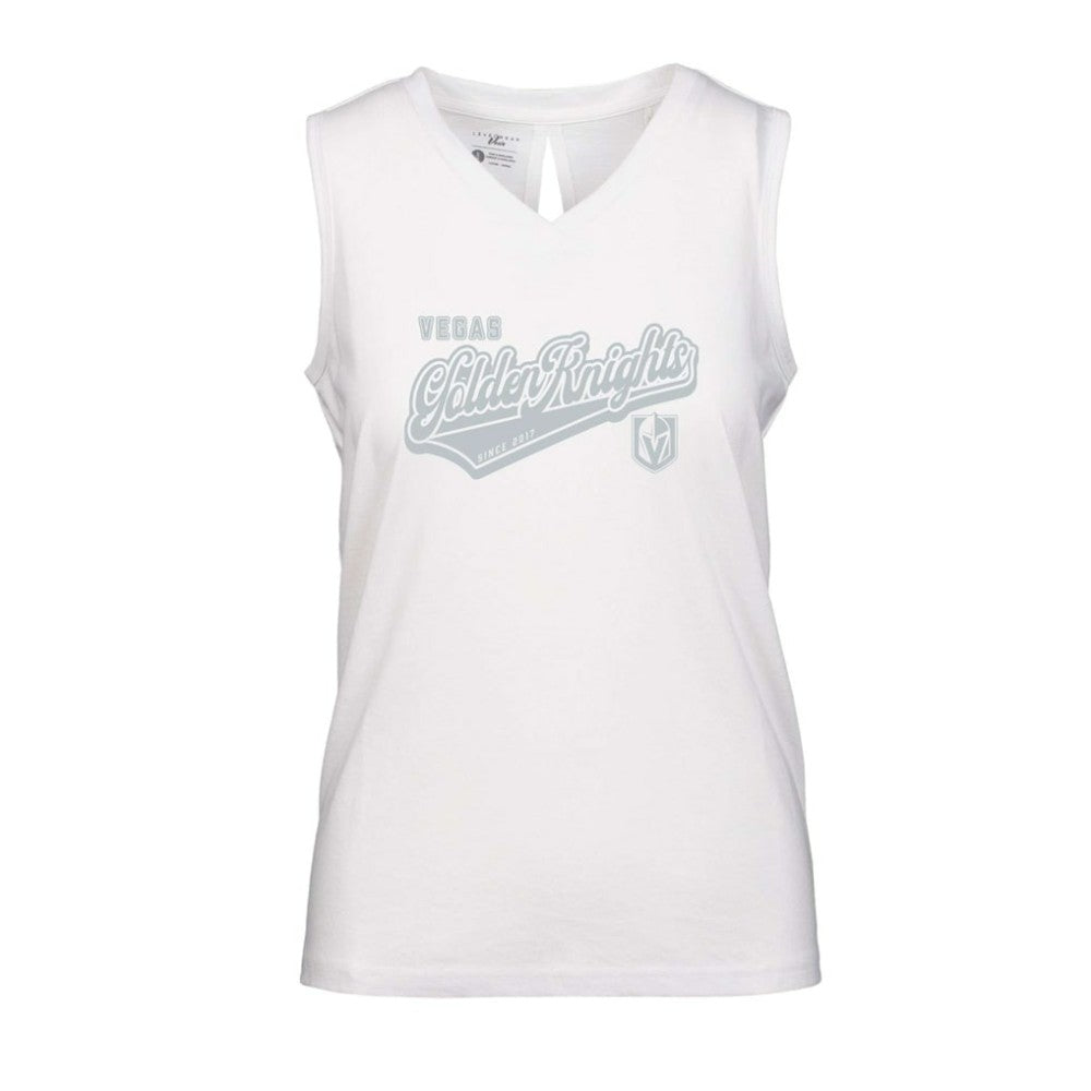 Vegas Golden Knights Levelwear Women's Paisley Sweep V-Neck Tank Top - White | NHL Lifestyle