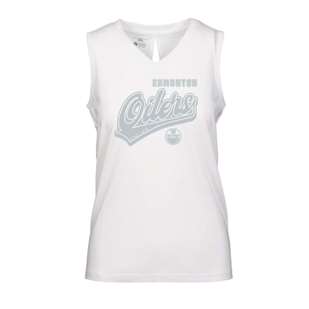 Edmonton Oilers Levelwear Women's Paisley Sweep V-Neck Tank Top - White | NHL online