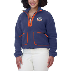 Edmonton Oilers WEAR by Erin Andrews Women's Polar Fleece Half-Zip Jacket - Royal | NHL Lifestyle
