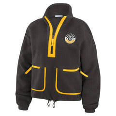 Boston Bruins WEAR by Erin Andrews Women's Polar Fleece Half-Zip Jacket - Black | NHL Clearance