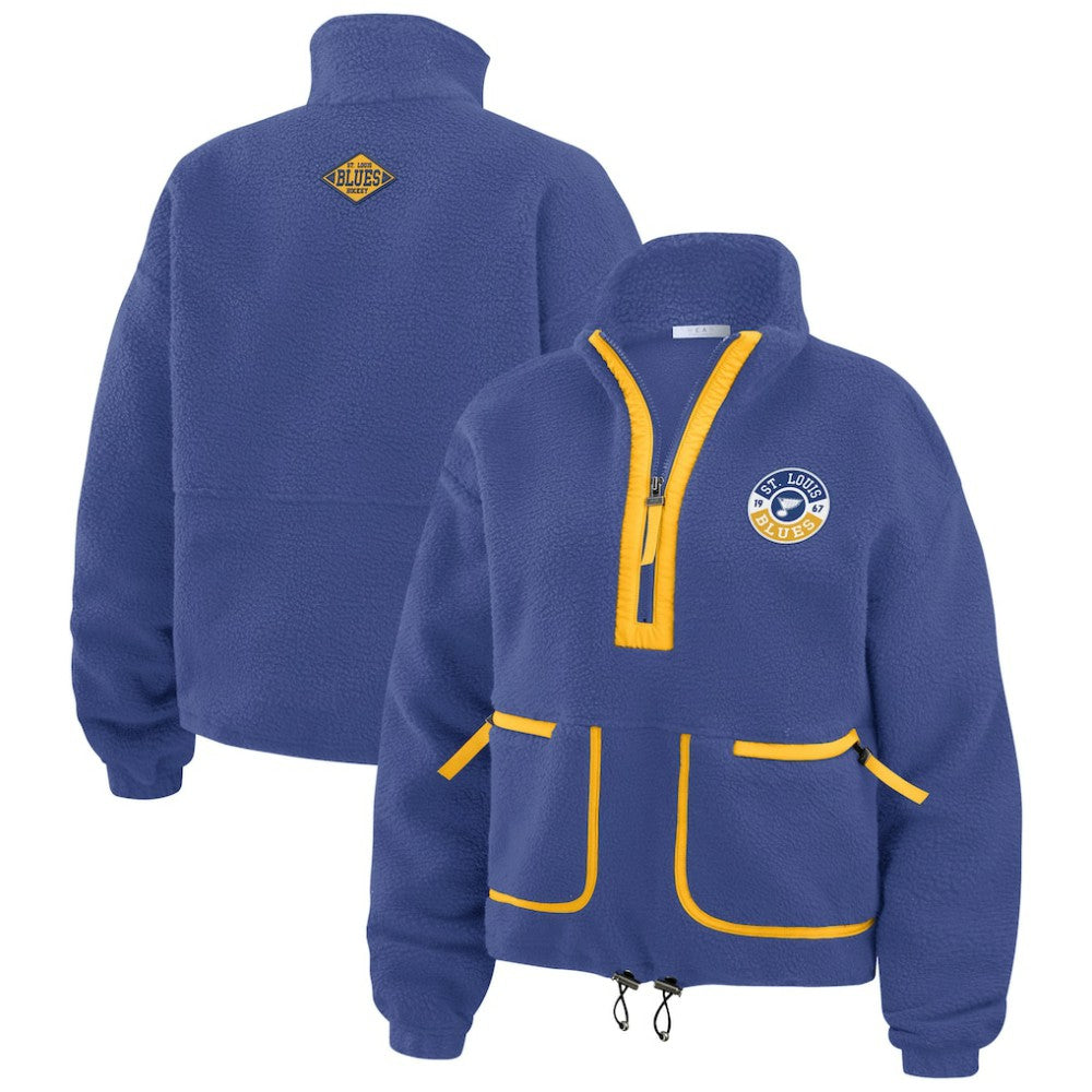 St. Louis Blues WEAR by Erin Andrews Women's Polar Fleece Half-Zip Jacket - Blue | NHL on sale