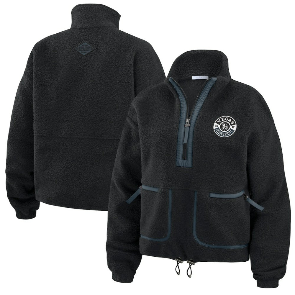 Vegas Golden Knights WEAR by Erin Andrews Women's Polar Fleece Half-Zip Jacket - Black | NHL discount