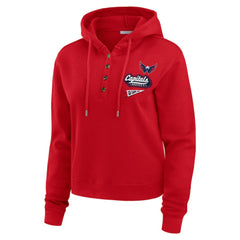 Washington Capitals WEAR by Erin Andrews Women's Waffle-Knit Pullover Hoodie - Red | NHL discount