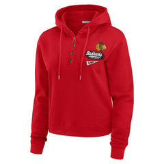 Chicago Blackhawks WEAR by Erin Andrews Women's Waffle-Knit Pullover Hoodie - Red | NHL on sale