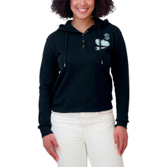Seattle Kraken WEAR by Erin Andrews Women's Waffle-Knit Pullover Hoodie - Deep Sea Blue | NHL near me