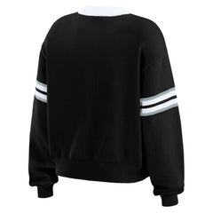 Los Angeles Kings WEAR by Erin Andrews Women's Cropped Lace-Up Sweater - Black | NHL Clearance