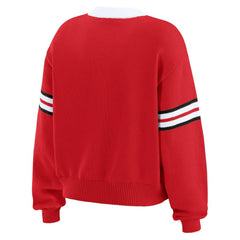 Detroit Red Wings WEAR by Erin Andrews Women's Cropped Lace-Up Sweater - Red | NHL near me