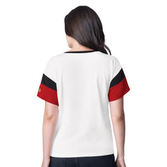 Chicago Blackhawks G-III 4Her by Carl Banks Women's Rink Oversized Rhinestone V-Neck T-Shirt - White | NHL Clearance