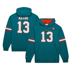 Dan Marino Miami Dolphins Retired Player Name & Number Pullover Hoodie - Aqua - Mitchell & Ness
