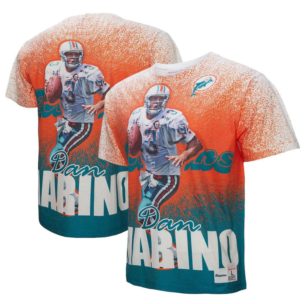 Dan Marino Miami Dolphins Burst Retired Player T-Shirt - White - Mitchell & Ness