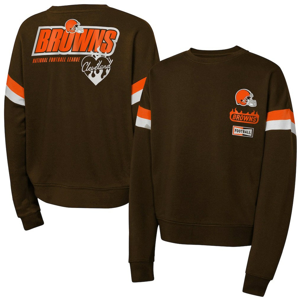 Cleveland Browns Girls Eternal Love Pullover Sweatshirt - Brown - NFL