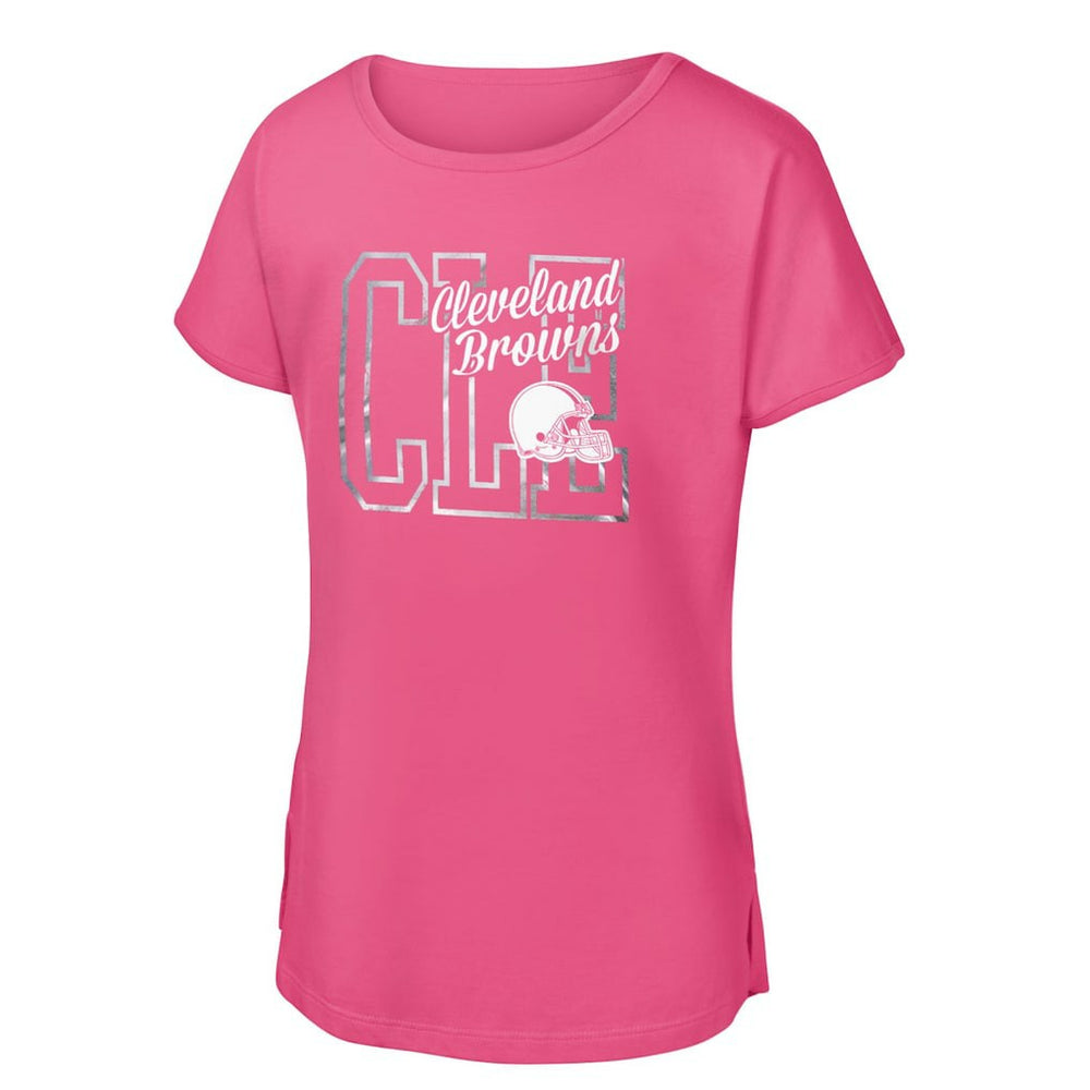 Cleveland Browns Girls Youth Signal Caller Dolman T-Shirt - Pink - NFL