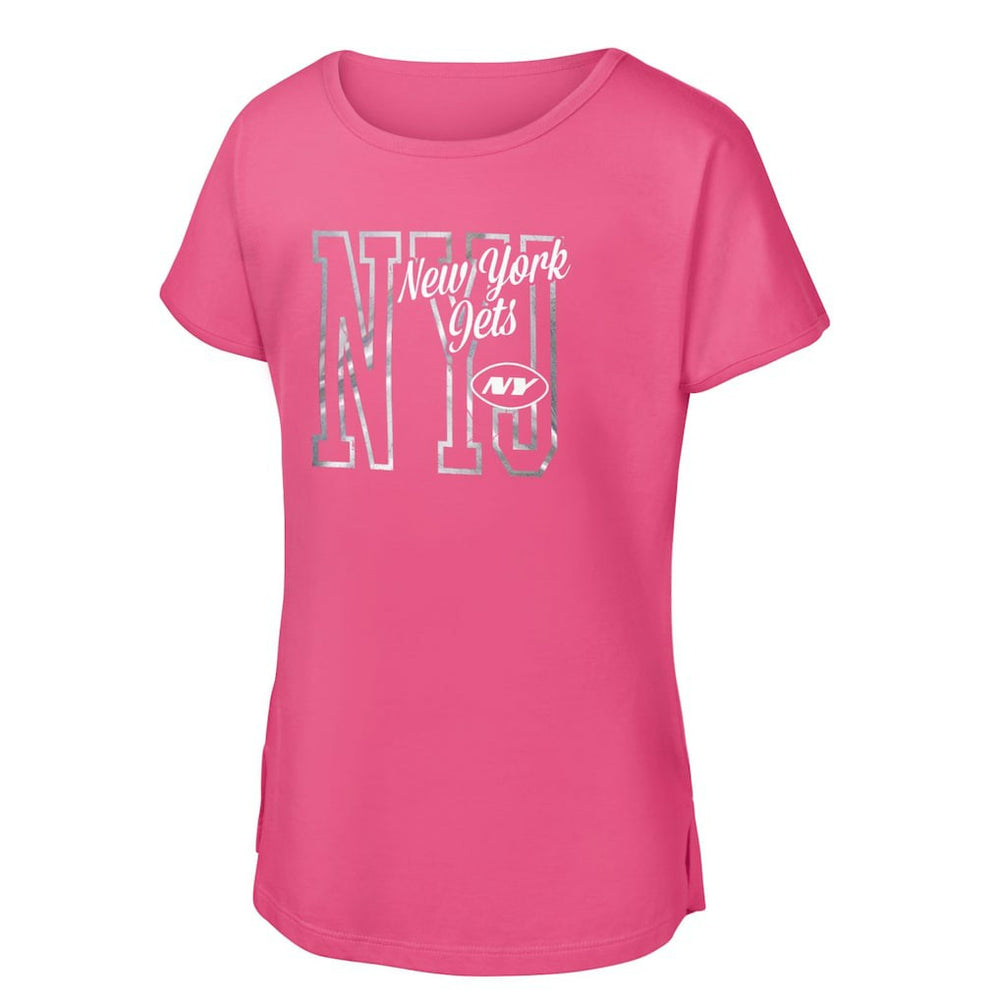 New York Jets Girls Youth Signal Caller Dolman T-Shirt - Pink - NFL