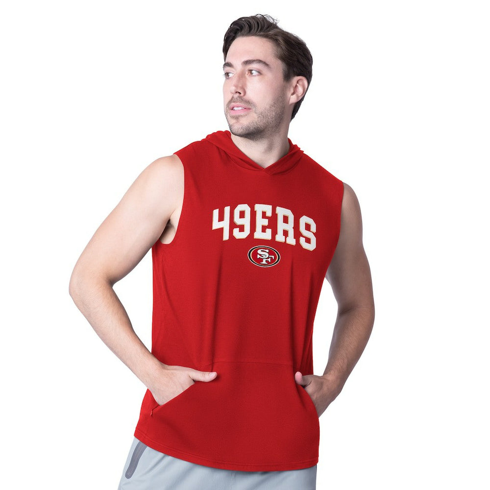 San Francisco 49ers MSX by Michael Strahan Action Sleeveless Pullover Hoodie - Scarlet - NFL