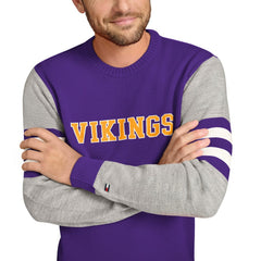 Minnesota Vikings Tommy Hilfiger Acrylic Crewneck Pullover Sweater - Purple/Heather Gray - NFL