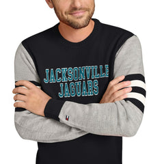 Jacksonville Jaguars Tommy Hilfiger Acrylic Crewneck Pullover Sweater - Black/Heather Gray - NFL