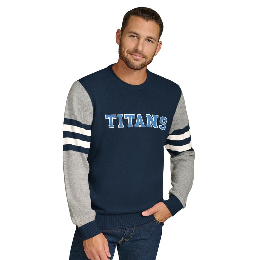Tennessee Titans Tommy Hilfiger Acrylic Crewneck Pullover Sweater - Navy/Heather Gray - NFL
