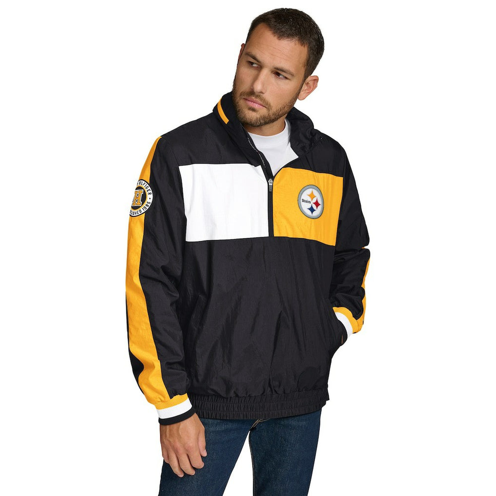 Pittsburgh Steelers Tommy Hilfiger Gael Lightweight Half-Zip Hoodie Jacket - Black - NFL
