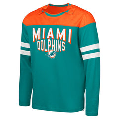 Miami Dolphins G-III Sports by Carl Banks Adaptive Hail Mary Long Sleeve T-Shirt - Aqua/Orange - NFL