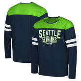 Seattle Seahawks G-III Sports by Carl Banks Adaptive Hail Mary Long Sleeve T-Shirt - College Navy/Neon Green - NFL