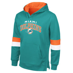 Miami Dolphins G-III Sports by Carl Banks Adaptive Faceoff Pullover Hoodie - Aqua/Orange - NFL