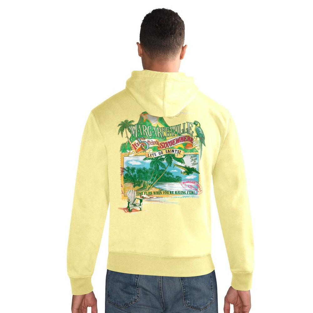 New Orleans Saints Margaritaville Time Flies Garment Dyed Pullover Hoodie - Gold - NFL