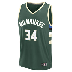 Fanatics Giannis Antetokounmpo Milwaukee Bucks Fast Break Replica Player Jersey Icon Edition Hunter Green