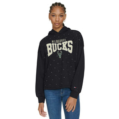 Milwaukee Bucks Tommy Jeans Women's Stella Cropped Pullover Hoodie Black