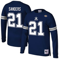 Deion Sanders Dallas Cowboys Retired Player Name & Number Long Sleeve Top - Navy - Mitchell & Ness