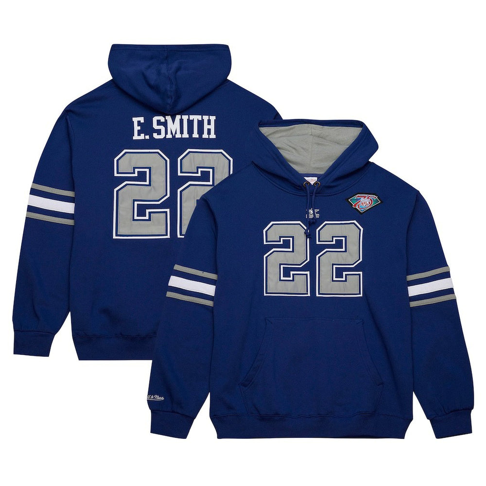 Emmitt Smith Dallas Cowboys Retired Player Name & Number Pullover Hoodie - Navy - Mitchell & Ness