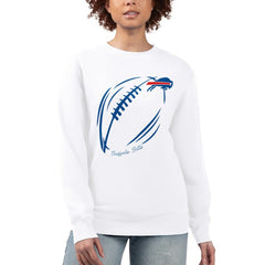 Buffalo Bills G-III 4Her by Carl Banks Women's Football Logo Graphic Fleece Tri-Blend Pullover Sweatshirt - White - NFL