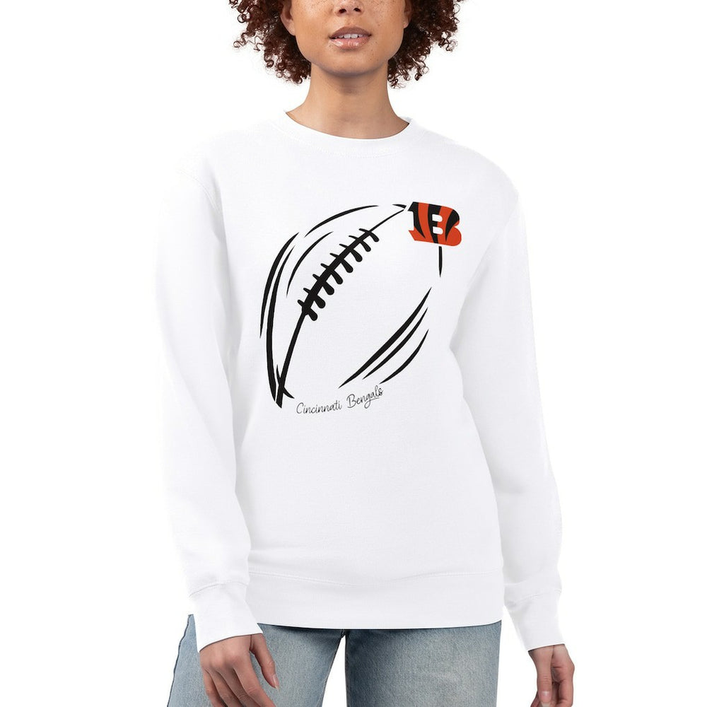 Cincinnati Bengals G-III 4Her by Carl Banks Women's Football Logo Graphic Fleece Tri-Blend Pullover Sweatshirt - White - NFL