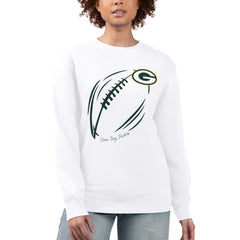 Green Bay Packers G-III 4Her by Carl Banks Women's Football Logo Graphic Fleece Tri-Blend Pullover Sweatshirt - White - NFL