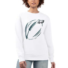 Philadelphia Eagles G-III 4Her by Carl Banks Women's Football Logo Graphic Fleece Tri-Blend Pullover Sweatshirt - White - NFL