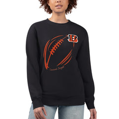 Cincinnati Bengals G-III 4Her by Carl Banks Women's Football Logo Graphic Fleece Tri-Blend Pullover Sweatshirt - Black - NFL