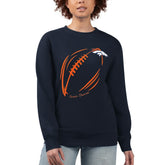 Denver Broncos G-III 4Her by Carl Banks Women's Football Logo Graphic Fleece Tri-Blend Pullover Sweatshirt - Navy - NFL