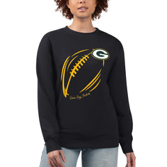 Green Bay Packers G-III 4Her by Carl Banks Women's Football Logo Graphic Fleece Tri-Blend Pullover Sweatshirt - Black - NFL