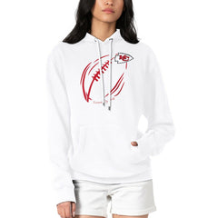 Kansas City Chiefs G-III 4Her by Carl Banks Women's Football Logo Fleece Tri-Blend Pullover Hoodie - White - NFL