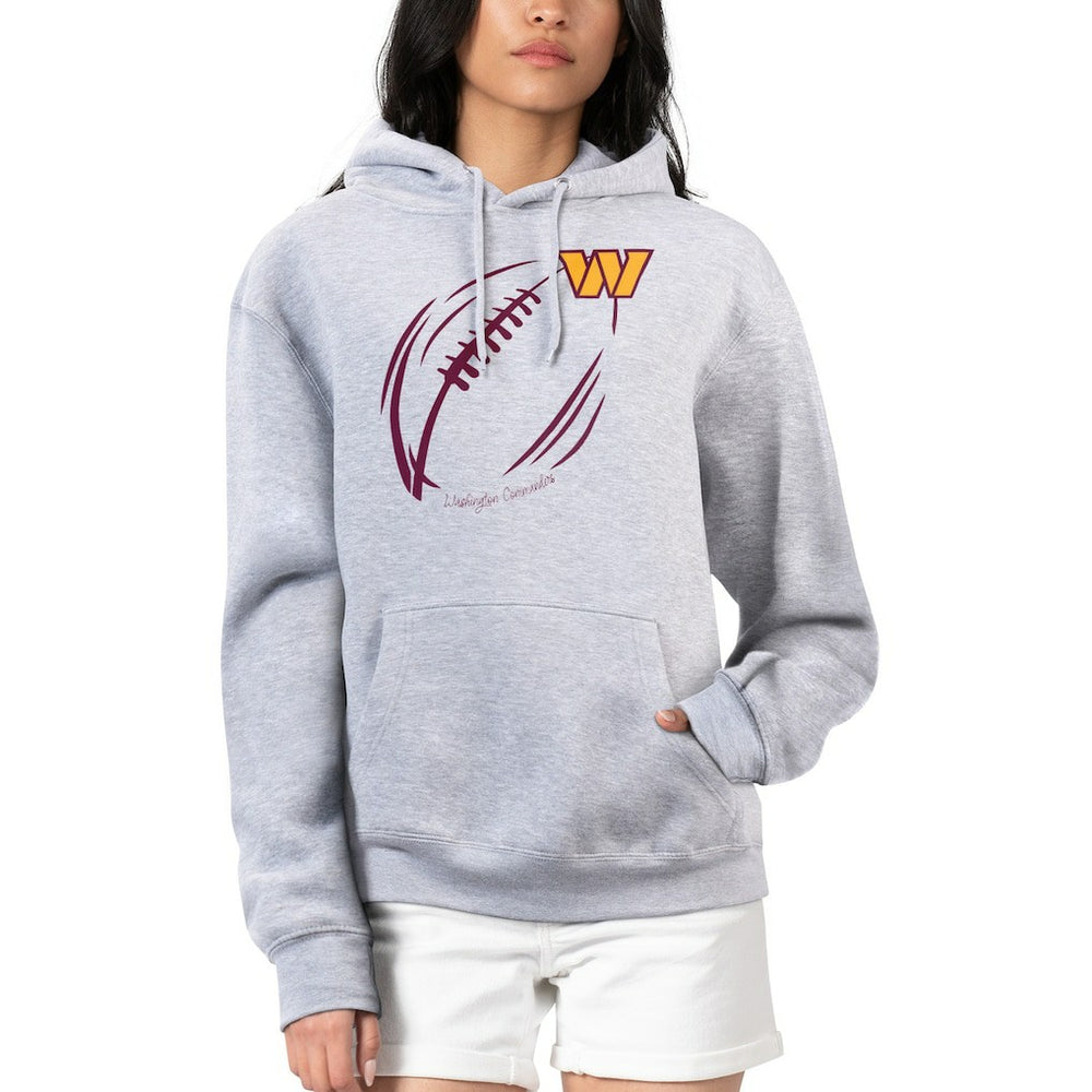 Washington Commanders G-III 4Her by Carl Banks Women's Football Logo Fleece Tri-Blend Pullover Hoodie - Heather Gray - NFL